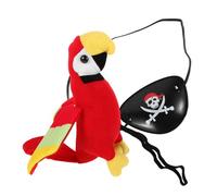 IMIKEYA Pirate Parrot Shoulder Plush with Skull Bandana Eye Patch for Halloween Cosplay Costume Accessory Kit Reusable Pirate Outfit Prop for Parties and Role Play