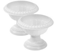 IMIKEYA Plastic Urn Planter, 2pcs Wedding Centerpiece Urn Column Statue Roman Pillar Flowerpot Plastic Planter Pedestal Vase for Patio Yard Pathway, White