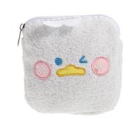 IMIKEYA Plush Sanitary Napkin Holder Bag with Embroidered Cartoon Design, White Menstrual Pad Storage Pouch for Keys and Makeup, Lovely Creative Cosmetic Organizer