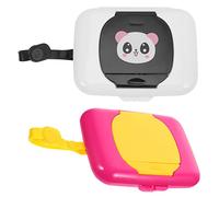 IMIKEYA Portable Baby Wipes Holder Box Wet Tissue Case Adorable Panda Design Compact Refillable Container for Travel and Nursery 2pcs Purple and Black Assorted Style