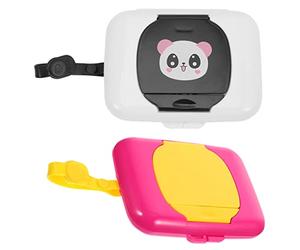 IMIKEYA Portable Baby Wipes Holder Box Wet Tissue Case Adorable Panda Design Compact Refillable Container for Travel and Nursery 2pcs Purple and Black Assorted Style