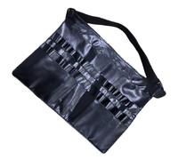IMIKEYA Portable for Professional Makeup Artists, Protects from Damage Black Pu Leather Makeup Brush Pouch Belt Bag with Multiple Compartments, for Business Travel and On-the-go Use