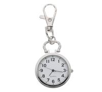 IMIKEYA Quartz Old Pocket Watch with Key Buckle, Silver | Zinc Alloy Build, Hands Free Clip-on Carry, for Belt Loops and Scrub Tops, Hospital Ward Use