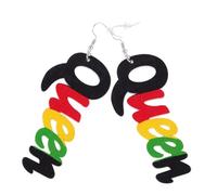 IMIKEYA Queen Letter Earrings Dangle Wooden Fashion Jewelry for Women Creative African Style Drop Earrings for Parties and Everyday Wear