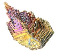 IMIKEYA Rare Bismuth Crystal Specimen with Iridescent Rainbow Colours, Fine Workmanship Decorative Mineral for Home and Dining Room Decoration, Unique Appearance Crystal Ornament