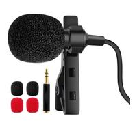 IMIKEYA Recording Microphone Lavalier Mic Omnidirectional Clip-on Design Plastic Metal 3.5mm Audio Plug for Mobile Phone Laptop Webcast Outdoor Lectures Black