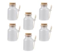 IMIKEYA Refillable Skincare Container Bottle Pack with Frosted Jars, Cork Lids and Wooden Spoons, 6 Sets for Face Mask Storage and Dispensing