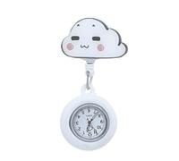 IMIKEYA Retractable Luminous Nurse Pocket Watch Silicone Chest Watch for Nurses Doctors Durable Design Easy to Read Dial White Cloud