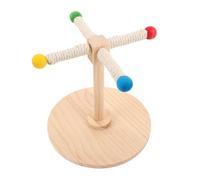 IMIKEYA Rotating Parrot Stand with Windmill Design for Intellectual Stimulation and Health Maintenance, Made of Natural Wood and Hemp Rope, for Parakeets and Parrots in Homes Or Pet Stores