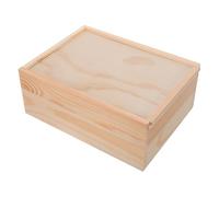 IMIKEYA Rustic Wood Storage Box with Slide Lid, Rectangular Unpainted Treasure Chest for Multipurpose Versatility, Spacesaving Design for Christmas or Party Organising and Cosmetics