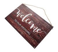 IMIKEYA Rustic Wooden Wedding Welcome Sign for Ceremony Entrance Country Style Brown Sign with Craftsmanship for Rustic Country Themed Weddings