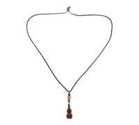 IMIKEYA Sandalwood Gourd Pendant Necklace Long Boho Link Chain Tassels Pendant Bib Necklace Ethnic Style Sweater Chain Jewelry for Women and Men