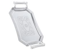 IMIKEYA Serving Tray Metal Serving Plate Large Capacity Stainless Steel with Handles European Style Silver Platter for Dining and Food Establishments Cuisine and Desserts