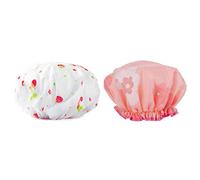 IMIKEYA Shower Caps with Elastic Band Thickened 2pcs Double-layer Waterproof Peva Bathing Caps, Foldable Hair Protective Hats with Adorable Designs Assorted style for Showering and Spa