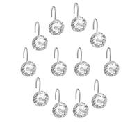 IMIKEYA Shower Curtain Hooks Delicate Structure Silver 12pcs Acrylic Crystal with Stainless Steel, Easy to Use and Decorative for Bathroom Shower Curtain Hanging