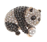 IMIKEYA Silver Alloy Panda Brooch Pin with Diamond Pattern Designed, Fashion Lapel Pin Badge for Women, for Anniversary and Graduation Accessories