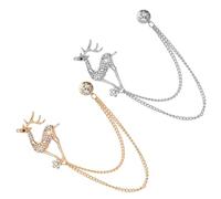 IMIKEYA Silver Deer Brooch Pin Set Stylish Brooch 2pcs with Rhinestones Zinc Alloy Material and Christmas Decoration for Clothing Embellishment for Career Suit or Casual Wear