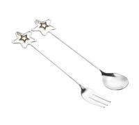 IMIKEYA Silver Stainless Steel Fruit Fork and Dessert Spoon for Party, Portable and Safe to Use, Creative and Unique Fashion Design for Home and Wedding