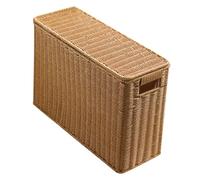 IMIKEYA Slim Woven Laundry Basket with Lid Portable Plastic Storage Basket with Handle for Sundries and Vegetables for Room Organization and Decoration with Modern Farmhouse Style