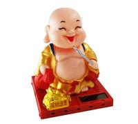 IMIKEYA Solar Power Maitreya Buddha Figurine Decoration with Wave Fan Function for Car Interior Decoration, Made of Plastic and Electronic Components, for Those Who Love Chinese Culture