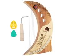 IMIKEYA Solid Wood 19-String Lyre Harp with Tuning Wrench Retro Ancient Style Musical Instrument for Adults and Beginners, Wooden Lyre Harp Suitable for Music Education and Random Color