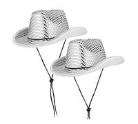 IMIKEYA Sparkly Silver Sequin Cowboy Hat Disco Party Accessory for Women Men Fits Stylish Shiny Cowgirl Hat for Theme Parties Proms Celebrations and Costume Dress Up