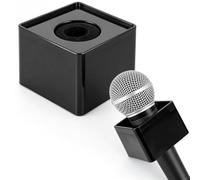 IMIKEYA Square Microphone Flag Station: Portable Cube Mic Flag with Foam Black Abs Microphone Logo Prop Accessories for Interview News Reporter Host Ktv