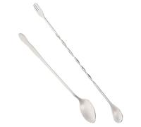 IMIKEYA Stainless Steel Cocktail Stirring Rods 2pcs Set with Magnetic Long Handle Spoon and Small Ice Muddler Spoon for Bar Supplies and Drink Mixing