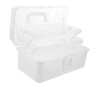 IMIKEYA Storage Box Sturdy Pp Craft Organiser White 3-Layer Large Capacity with Handle and Safety Clasp Comfortable Medicine and Sewing Tool Organizer for Home and Kindergarten