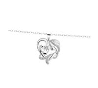 IMIKEYA Stylish Heart Shape Necklace Pendant for Women White Plated Elegant Neck Accessories Durable Fine Workmanship Mother's Day Birthday Wedding and Special Occasions
