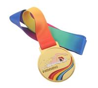 IMIKEYA Swimming Gold Award Medal with Ribbon, Zinc Alloy, Summer Display | Advanced Electroplating Finish, Lane Wave Engraving, Water Droplet Details, for Camp Races and Pool Games
