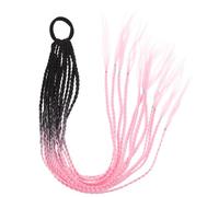 IMIKEYA Synthetic Crochet Dreadlock Braids Ombre Black and Pink Hairpiece, 12 Strands Braiding Hair Extensions for Party and Festival Hairstyles