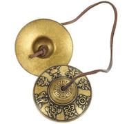 IMIKEYA Tibetan Pure Metal Hand Cymbals Meditation Bell Small Brass Percussion Instrument for Yoga and Spiritual Practice