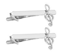 IMIKEYA Tie Clips with Musical Note Design 2pcs for Men Silver Alloy Tie Bars Stable and Comfortable Feel, Lightweight Elegant Suitable for Shawl Scarves and Clothes