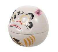 IMIKEYA Traditional Japanese Ceramic Figurine Table Statue White Good Luck Ornament Wobbling Design for Home and Tabletop Decoration with Authentic Japanese Ambiance