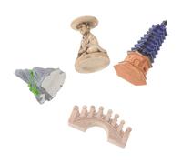 IMIKEYA Traditional Tower Statue and Miniature Pagoda Resin Set with Buddha and Simulated Rocks for Aquarium and Micro Landscape Terrarium
