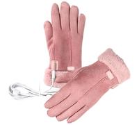 IMIKEYA USB Heated Gloves for Men and Women with 3 Gears Temperature Control, Wear-resistant Leather and Coral Fleece Material, Thermal Hand Warmer Gloves for Outdoor and Skiing Use