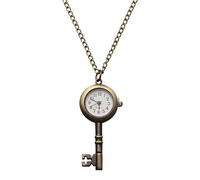 IMIKEYA Vintage and Quartz Key Pocket Shape Neck Watch with Necklace the Worn Design, Metal Material, Retro Style, Accurate Timekeeping for Can be Daily Life