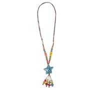 IMIKEYA Vintage Boho Ceramic Beaded Necklace with Colorful Star Pendant Long Ethnic Style Jewelry for Women and Summer Statement Accessory for Travel and Beach Wear