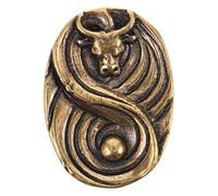 IMIKEYA Vintage Brass Bull Head Cabinet Handles Solid Brass Kitchen Drawer Pulls with Screws for Dressers Wardrobes Cupboards Chinese Symbolism Inspired Fortune Accents Rustic Hardware