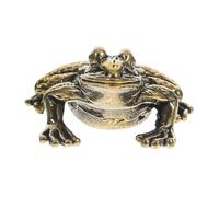 IMIKEYA Vintage Brass Frog Sculpture Tea Pet Small Figurine Ornament for Office Desk Bedroom Living Decor Gift for Tea Lovers and Housewarming