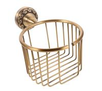 IMIKEYA Vintage Brass Toilet Paper Holder Wall Mounted Rolled Napkin Organizer with Wire Basket for Bathroom Restroom Antique Retro Tissue Storage Rack for Clutter- Classic Farmhouse Style
