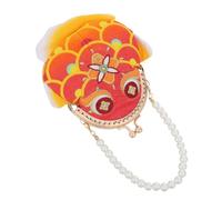 IMIKEYA Vintage Chinese Embroidery Purse Clutch Bag with Kiss Lock Clasp, Portable 3D Fish Pattern Adorned with Imitation Pearls, Spacious Polyester Trinket Bag for Travel or Birthday