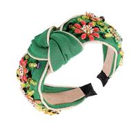IMIKEYA Vintage Floral Crystal Headband for Women Green Twisted Hair Wrap Rhinestones Elegant Headdress for Parties and Makeup