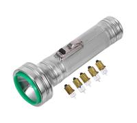 IMIKEYA Vintage Iron Flashlight 80S Handheld Torch with 2 Size D Batteries and 5 Bulbs, Red Light Exploration Torch for Night, Pet Walking and Treasure Hunt