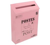 IMIKEYA Vintage Iron Post Box Wall Mounted Large Capacity Simple Style Pink Mailbox for Companies and Families
