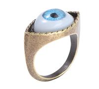 IMIKEYA Vintage Punk Alloy Ring with Exaggerated Blue Eye Design, Men’S Finger Jewelry, Geometric Gothic Finger Accessory for Streetwear