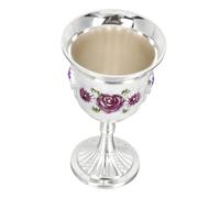IMIKEYA Vintage Russian Style Wine Goblet with Hand Engraved Floral Pattern Retro Elegant Metal Whiskey Cup for Party Restaurant and Decorative Purple Design
