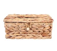 IMIKEYA Vintage Woven Seaweed Tissue Box Holder, Desktop Napkin Storage Container for Living Room, Household Decorative Tissue Case with Open Top, Light Yellow