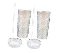 IMIKEYA Water Cup Lid and Straw Fish Scale Glass Coffee Tumbler Small Glass Bottle Juice Bottle